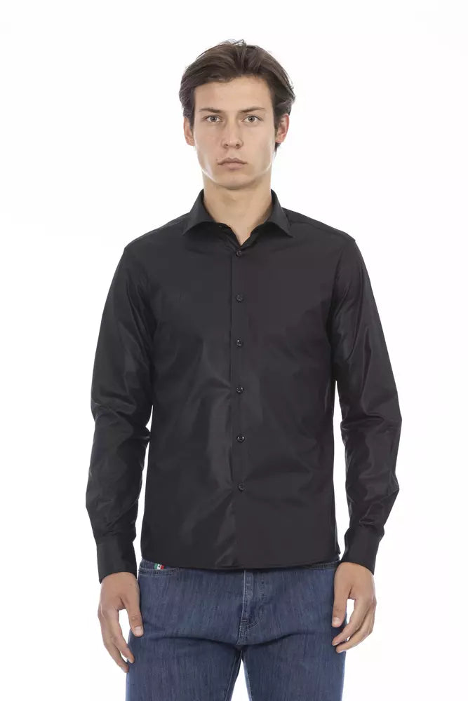 Baldinini Trend Black Polyester Men's Shirt