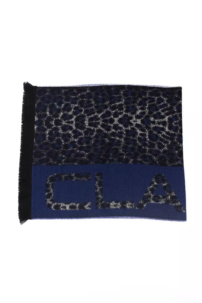 Cavalli Class Blue Wool Men Scarf - KALAJ