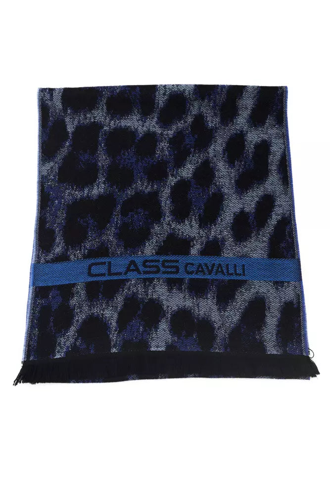 Cavalli Class Blue Wool Men Scarf - KALAJ