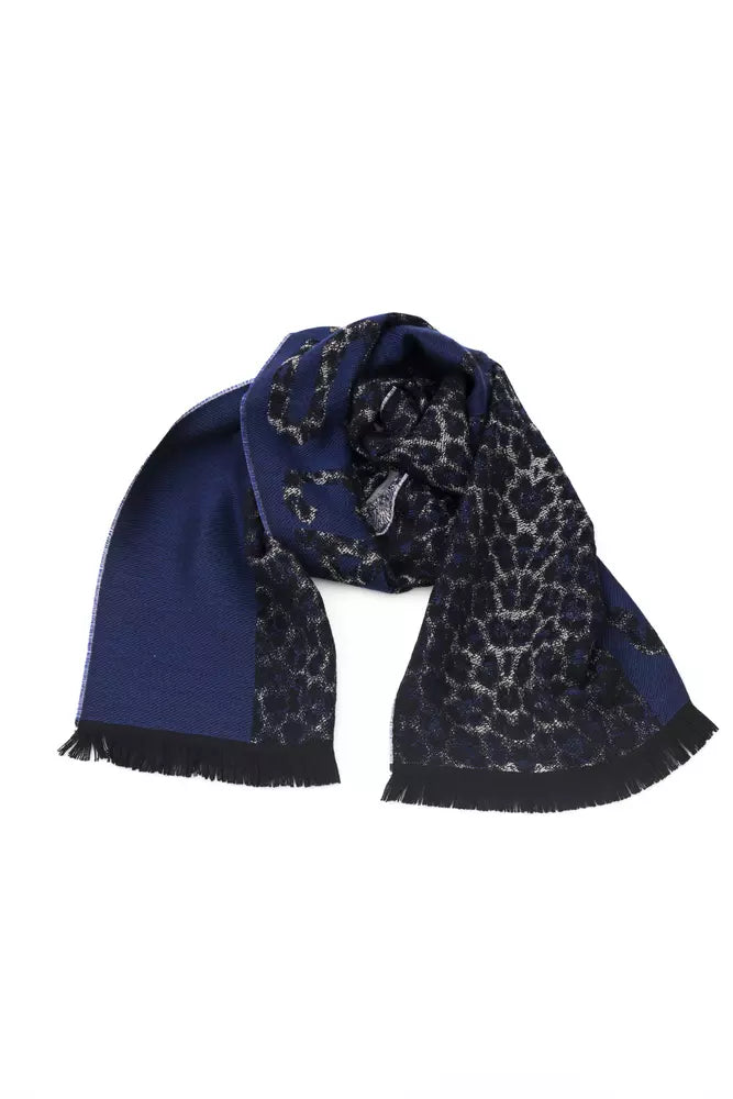 Cavalli Class Blue Wool Men Scarf - KALAJ