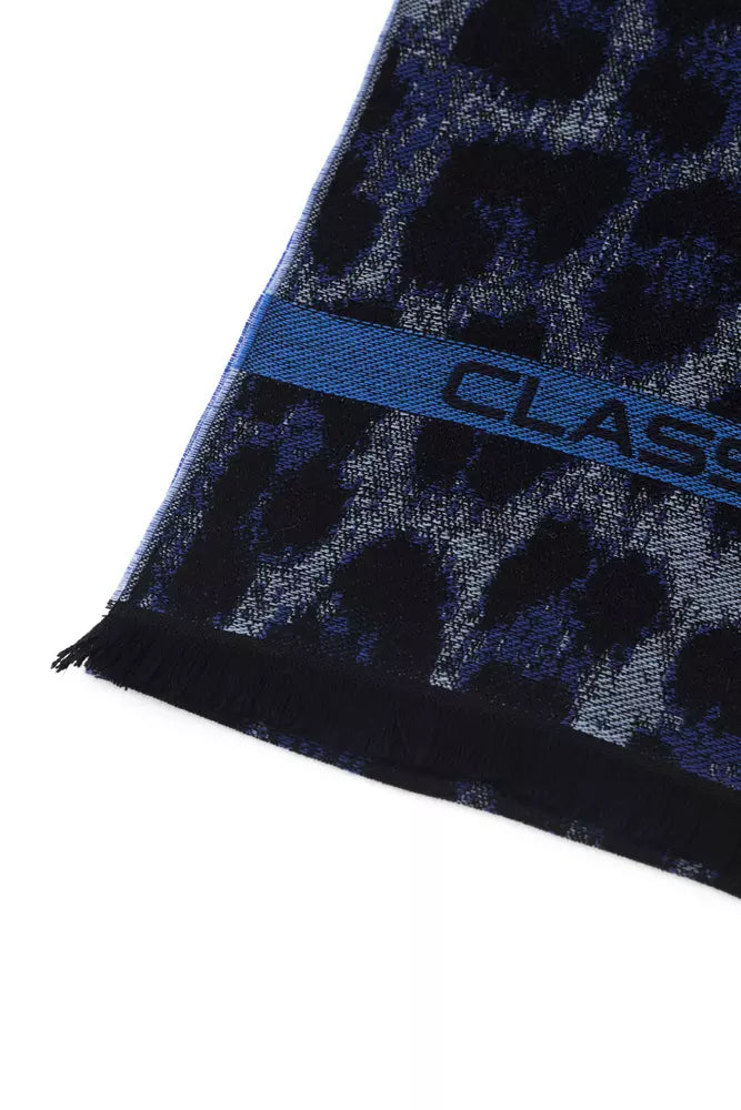 Cavalli Class Blue Wool Men Scarf - KALAJ