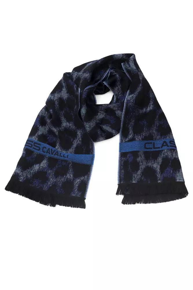 Cavalli Class Blue Wool Men Scarf - KALAJ