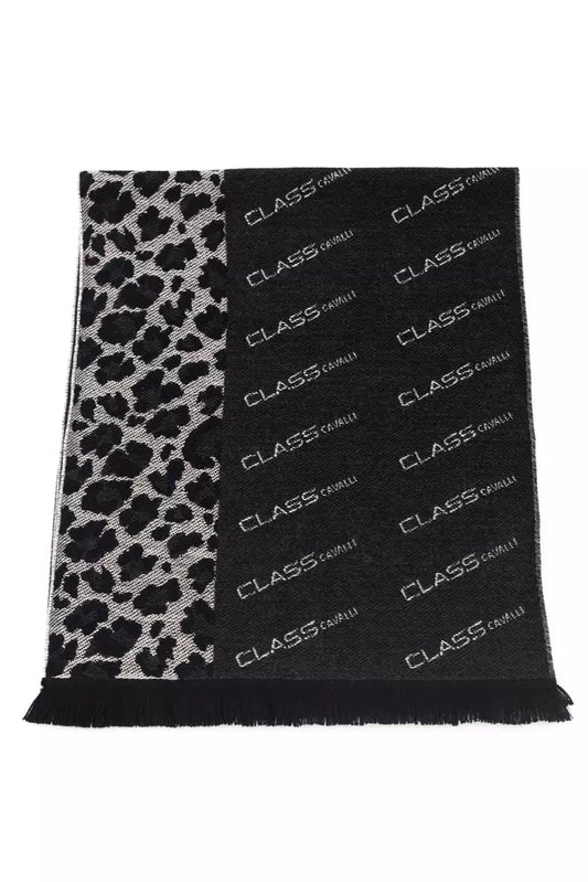 Cavalli Class Black Wool Men Scarf - KALAJ