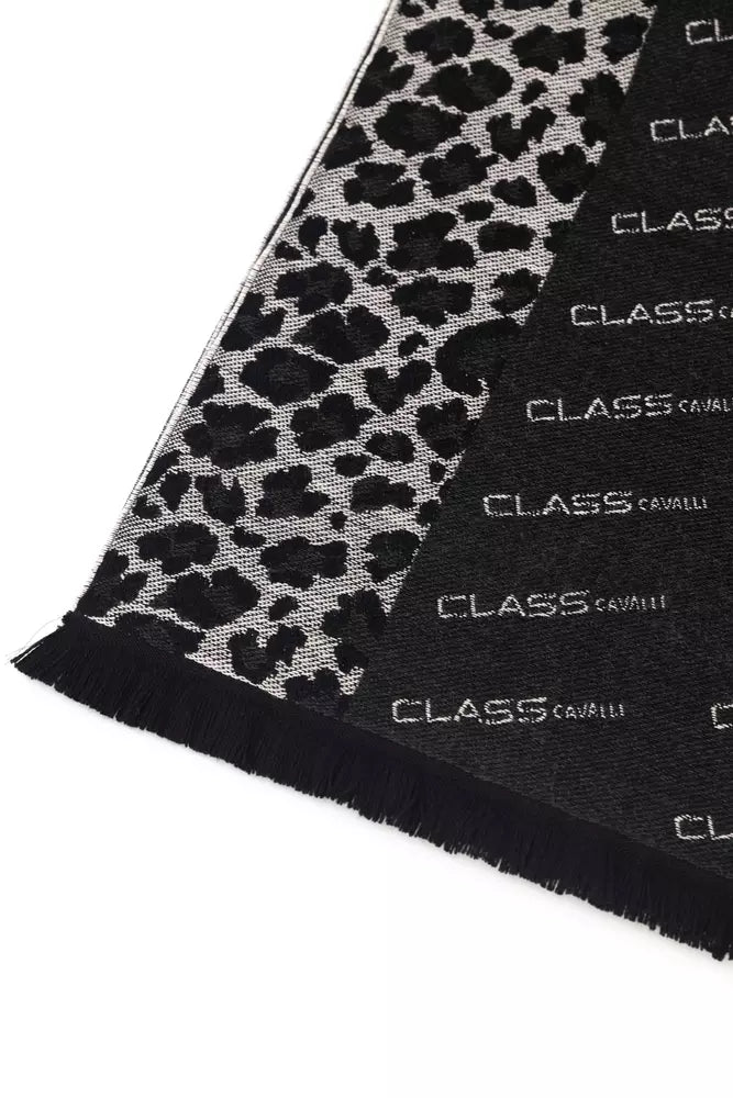 Cavalli Class Black Wool Men Scarf - KALAJ