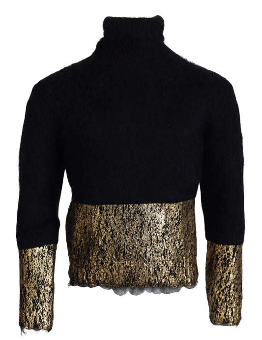 Dolce & Gabbana Stunning Black and Gold Crewneck Sweater