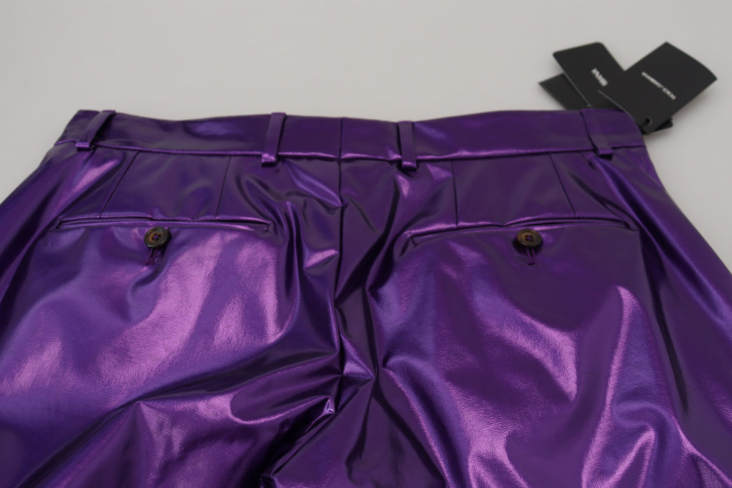 Dolce & Gabbana Elegant Shining Purple Straight Fit Pants