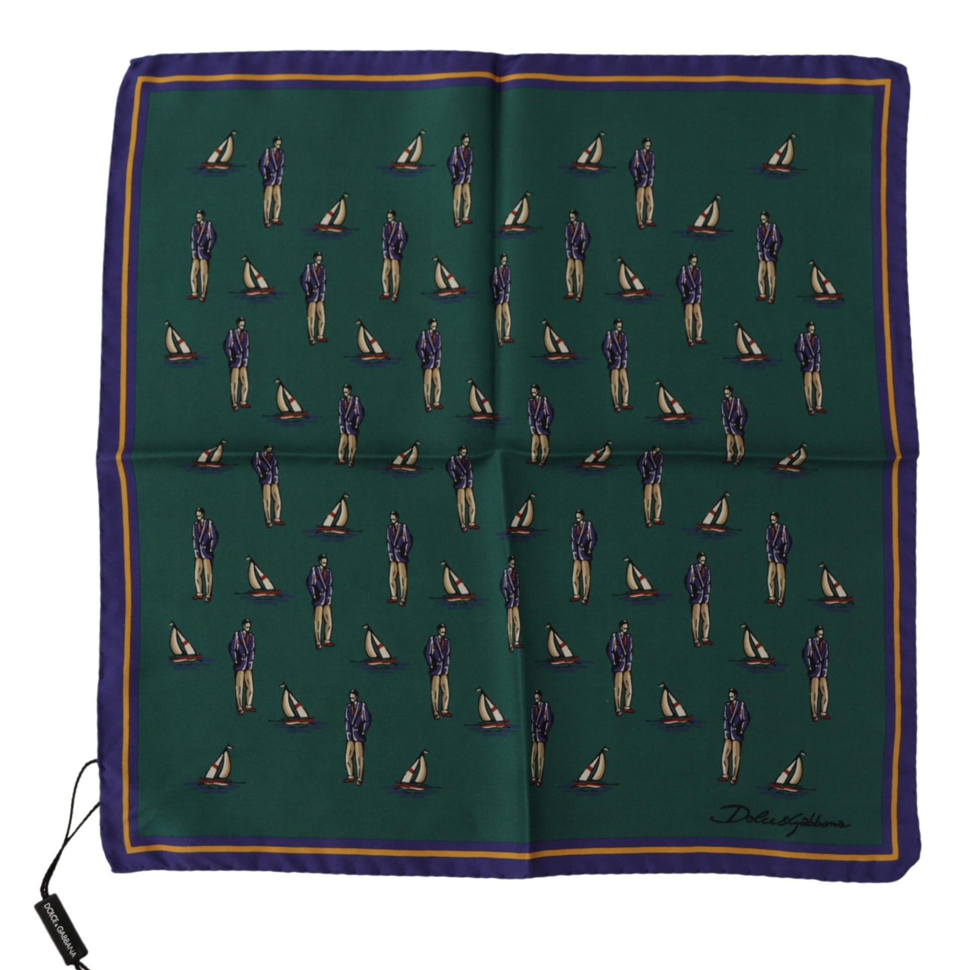 Dolce & Gabbana Elegant Green Silk Men's Square Scarf - KALAJ