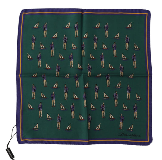 Dolce & Gabbana Elegant Green Silk Men's Square Scarf - KALAJ