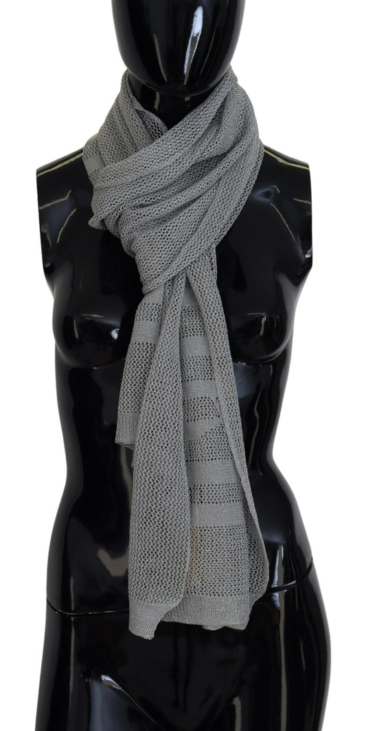 John Galliano Elegant Gray Knitted Designer Scarf - KALAJ