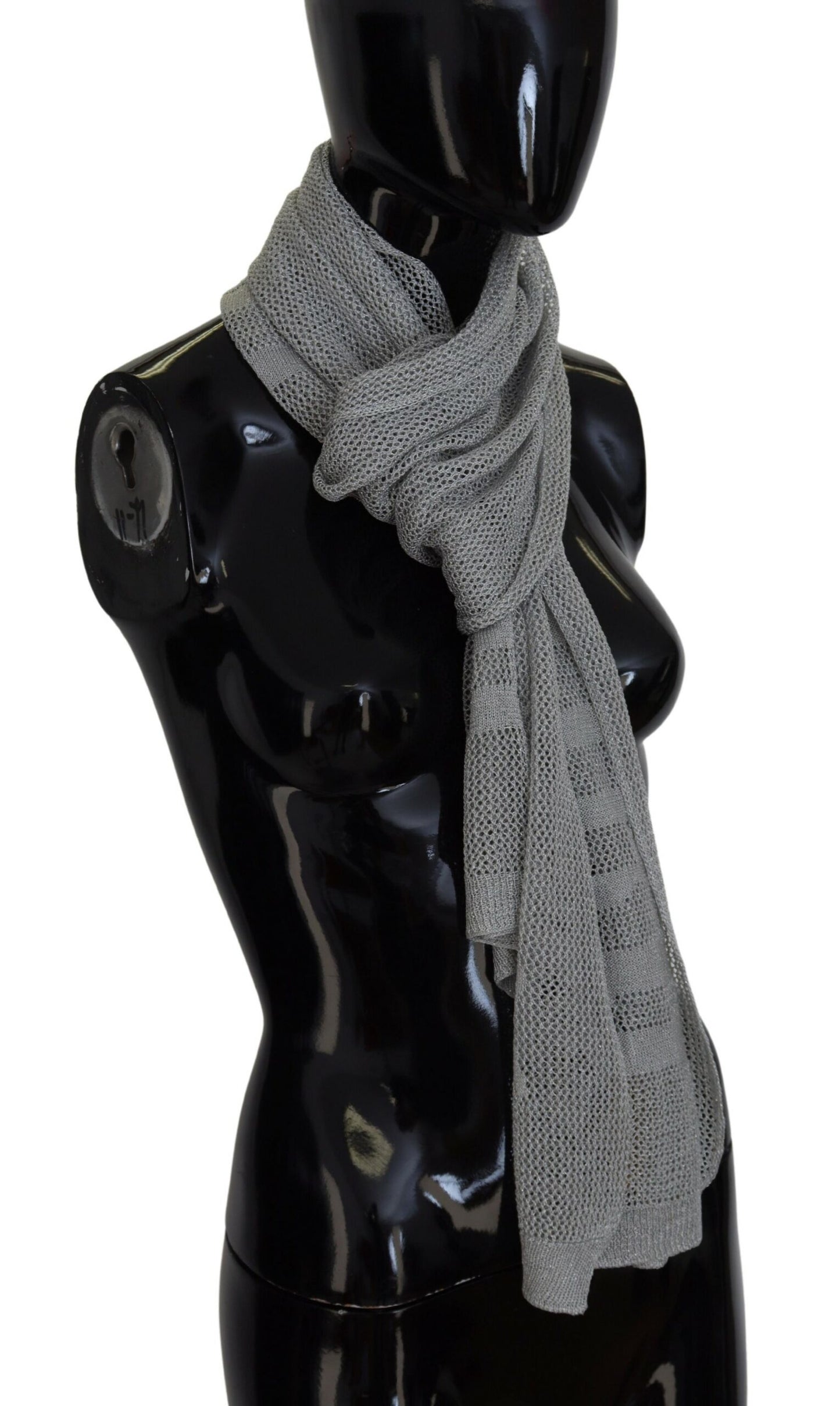 John Galliano Elegant Gray Knitted Designer Scarf - KALAJ