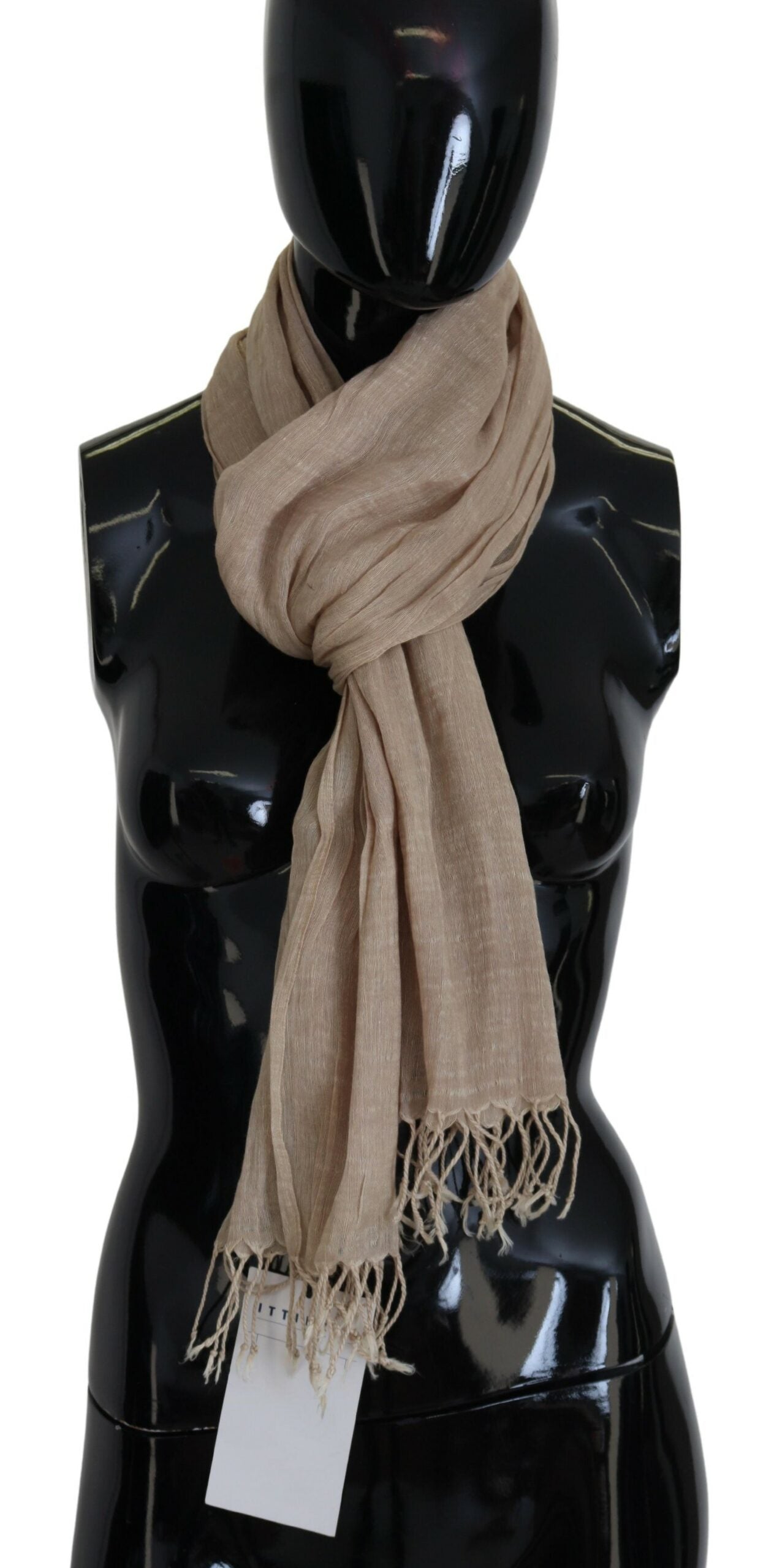 Costume National Chic Beige Fringed Scarf for Women - KALAJ