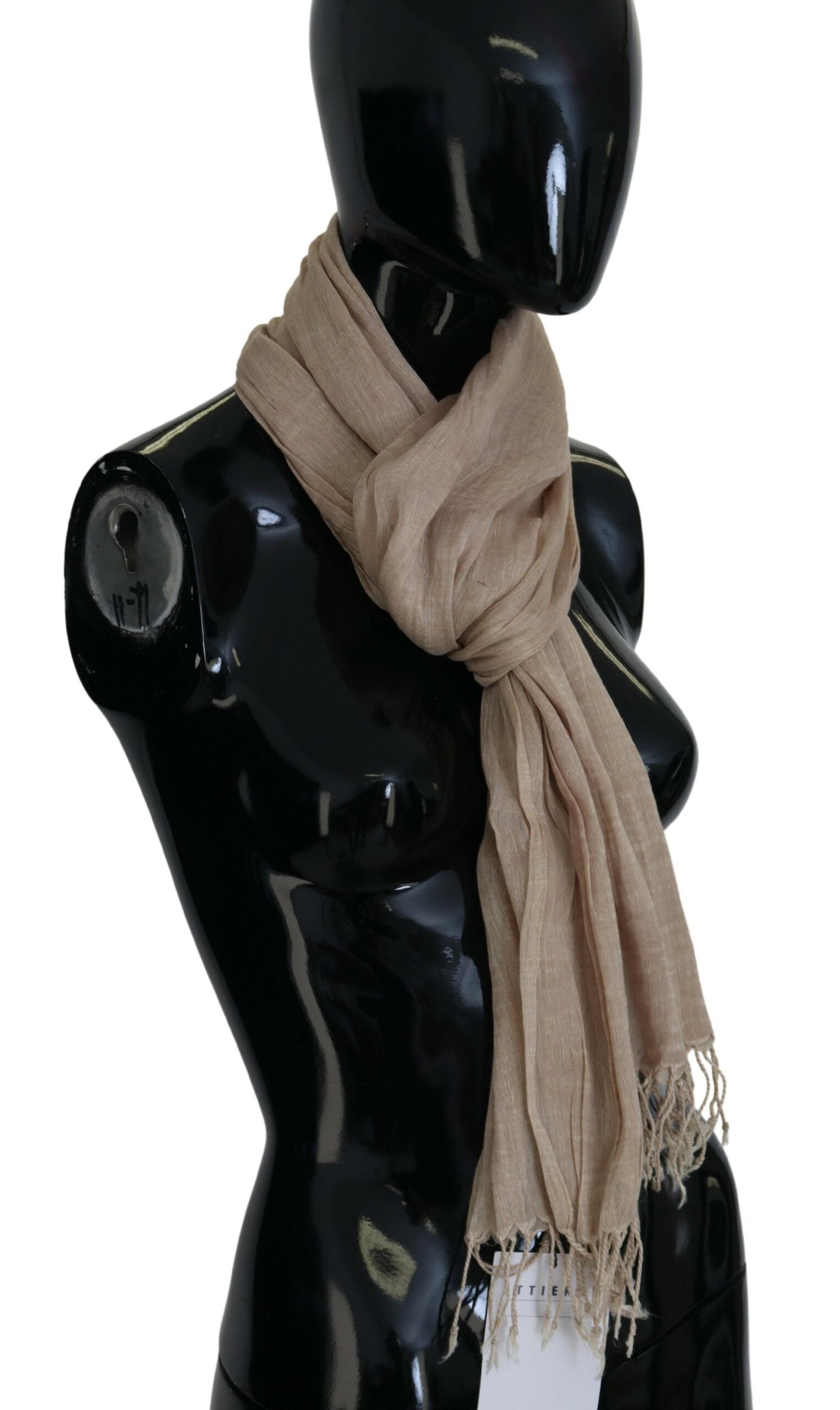 Costume National Chic Beige Fringed Scarf for Women - KALAJ