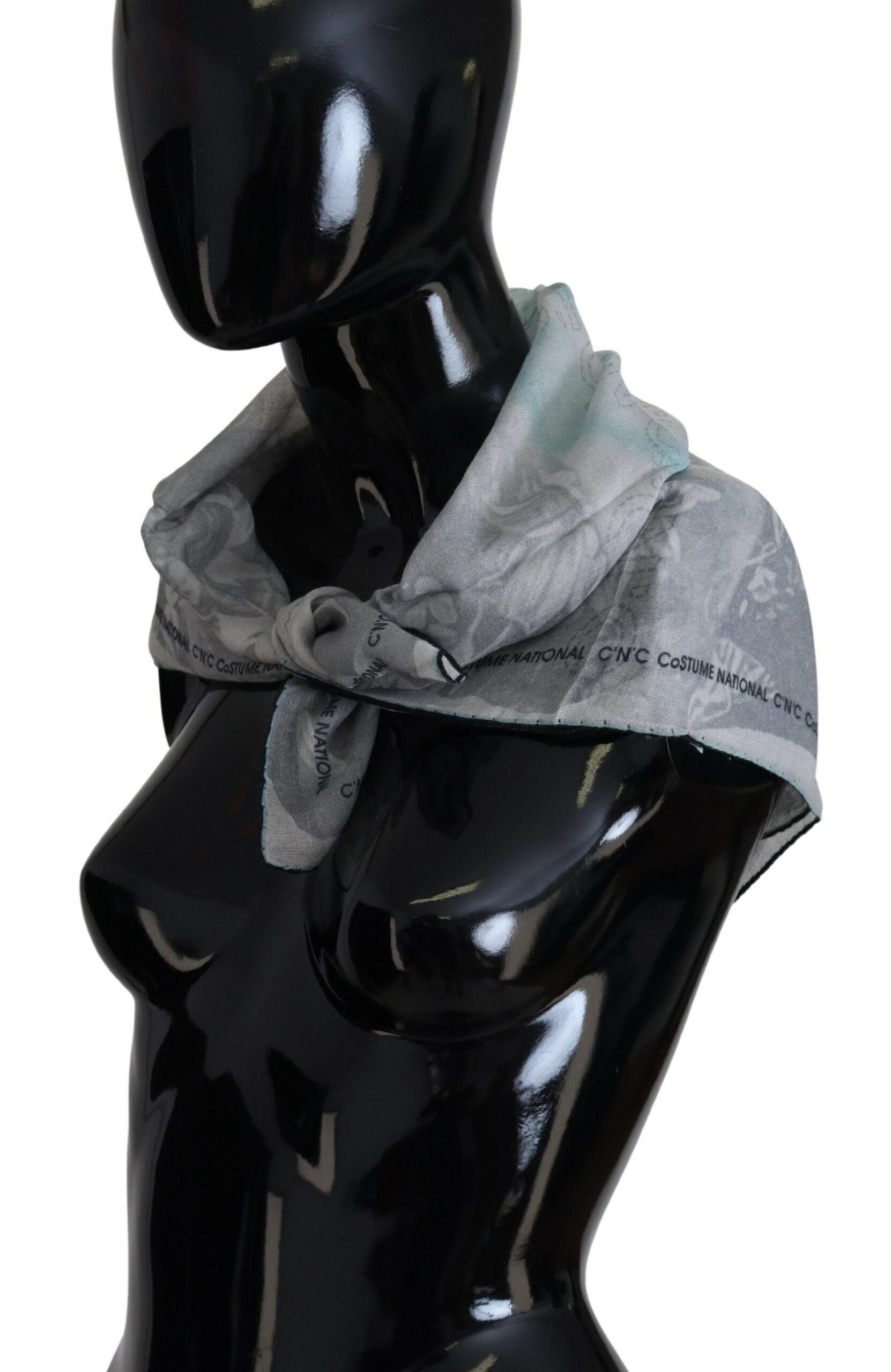 Costume National Elegant Grey Cotton Square Scarf - KALAJ