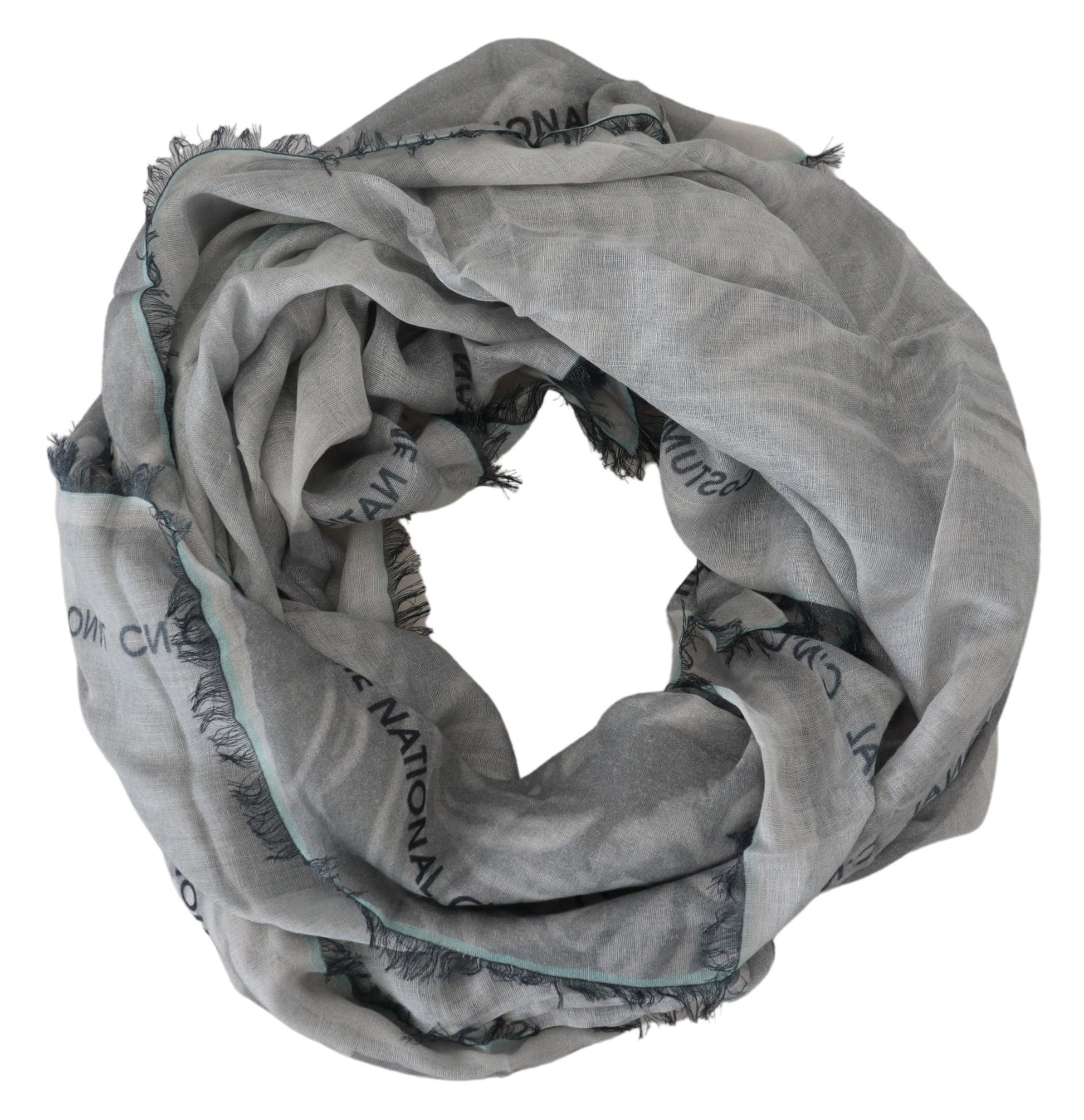 Costume National Chic Designer Grey Scarf with Fringes - KALAJ