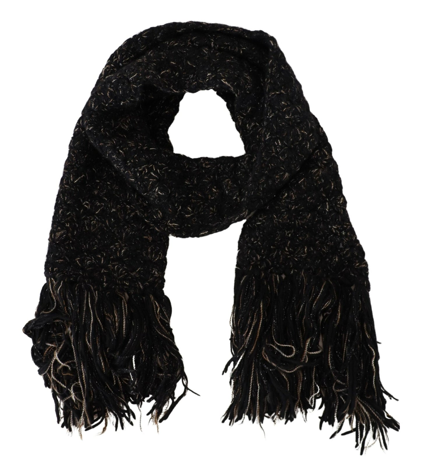 Dolce & Gabbana Elegant Virgin Wool Blend Black Scarf - KALAJ