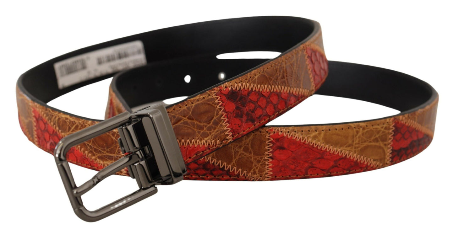 Dolce & Gabbana Elegant Two-Tone Snakeskin Leather Belt - KALAJ