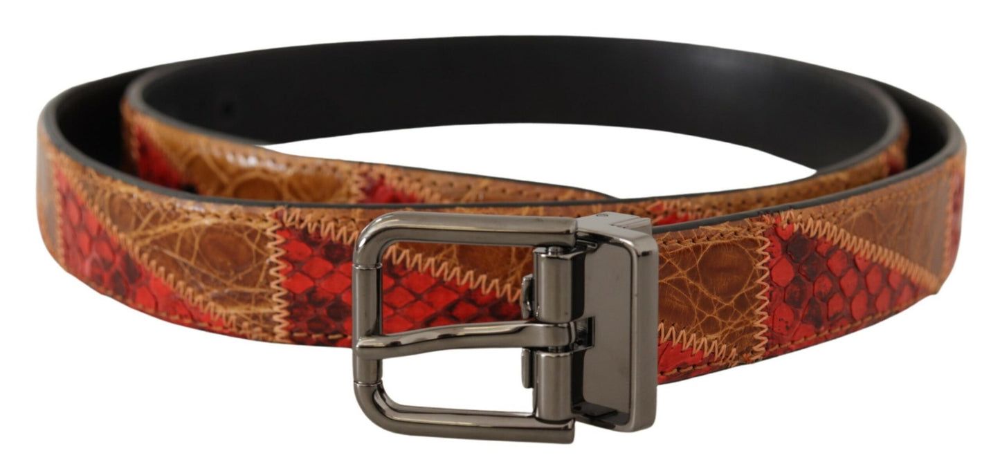 Dolce & Gabbana Elegant Two-Tone Snakeskin Leather Belt - KALAJ