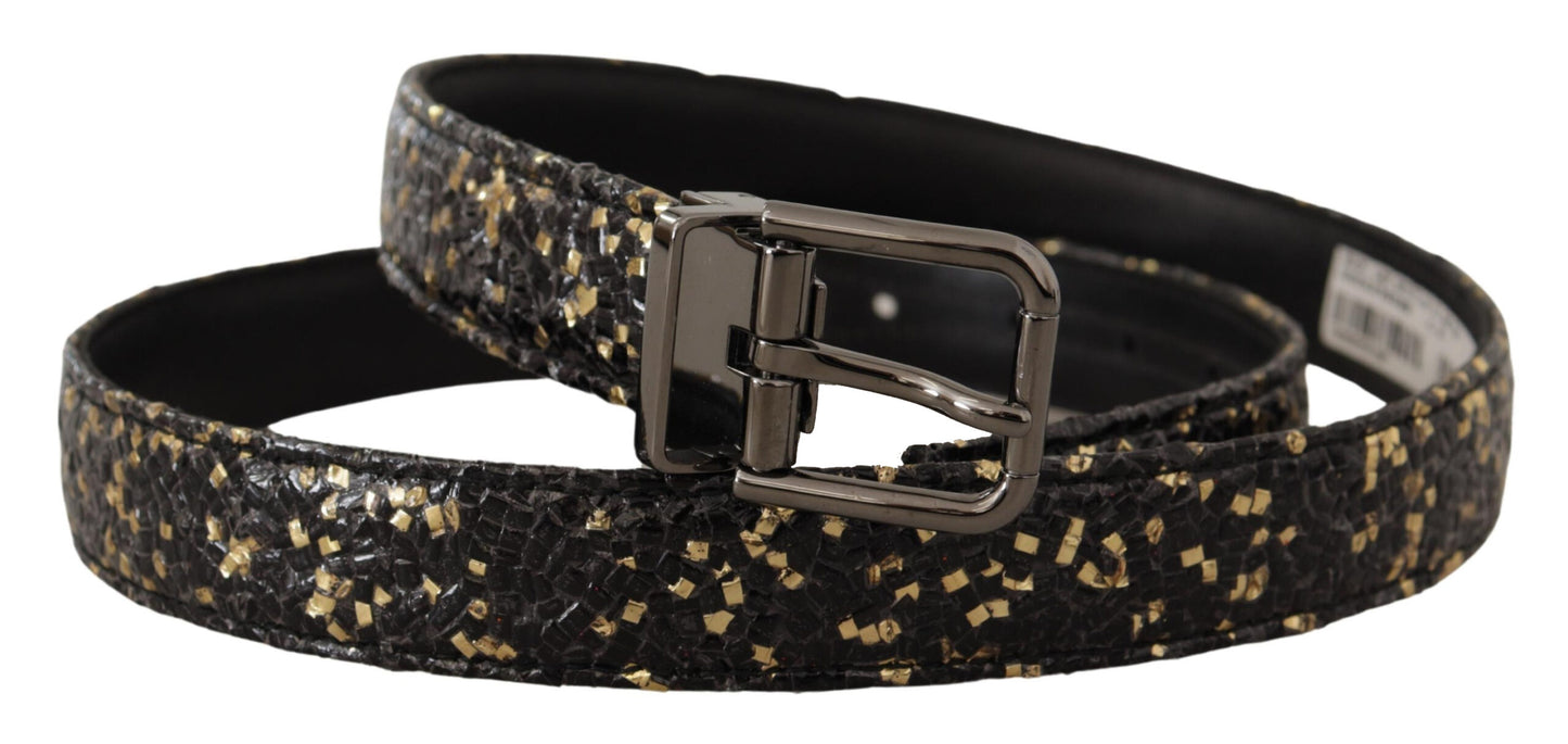 Dolce & Gabbana Elegant Italian Leather Belt with Crown Detail - KALAJ