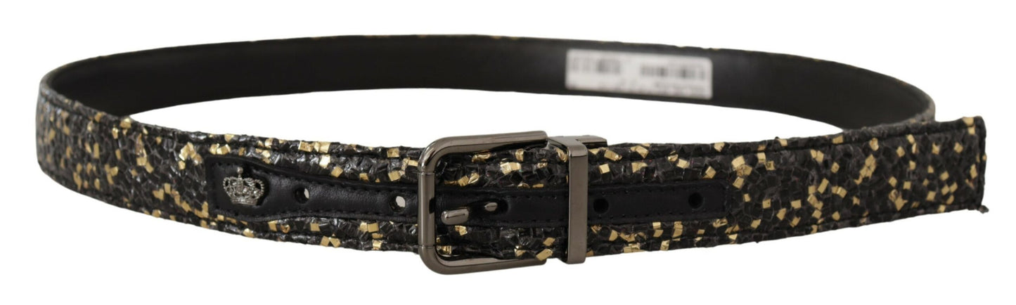 Dolce & Gabbana Elegant Italian Leather Belt with Crown Detail - KALAJ