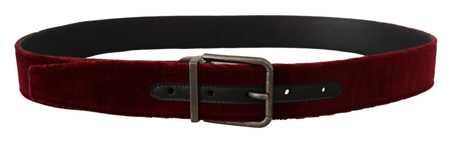 Dolce & Gabbana Velvet Maroon Elegance Belt - KALAJ