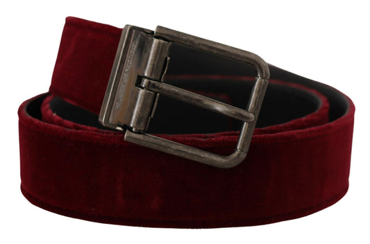 Dolce & Gabbana Velvet Maroon Elegance Belt - KALAJ