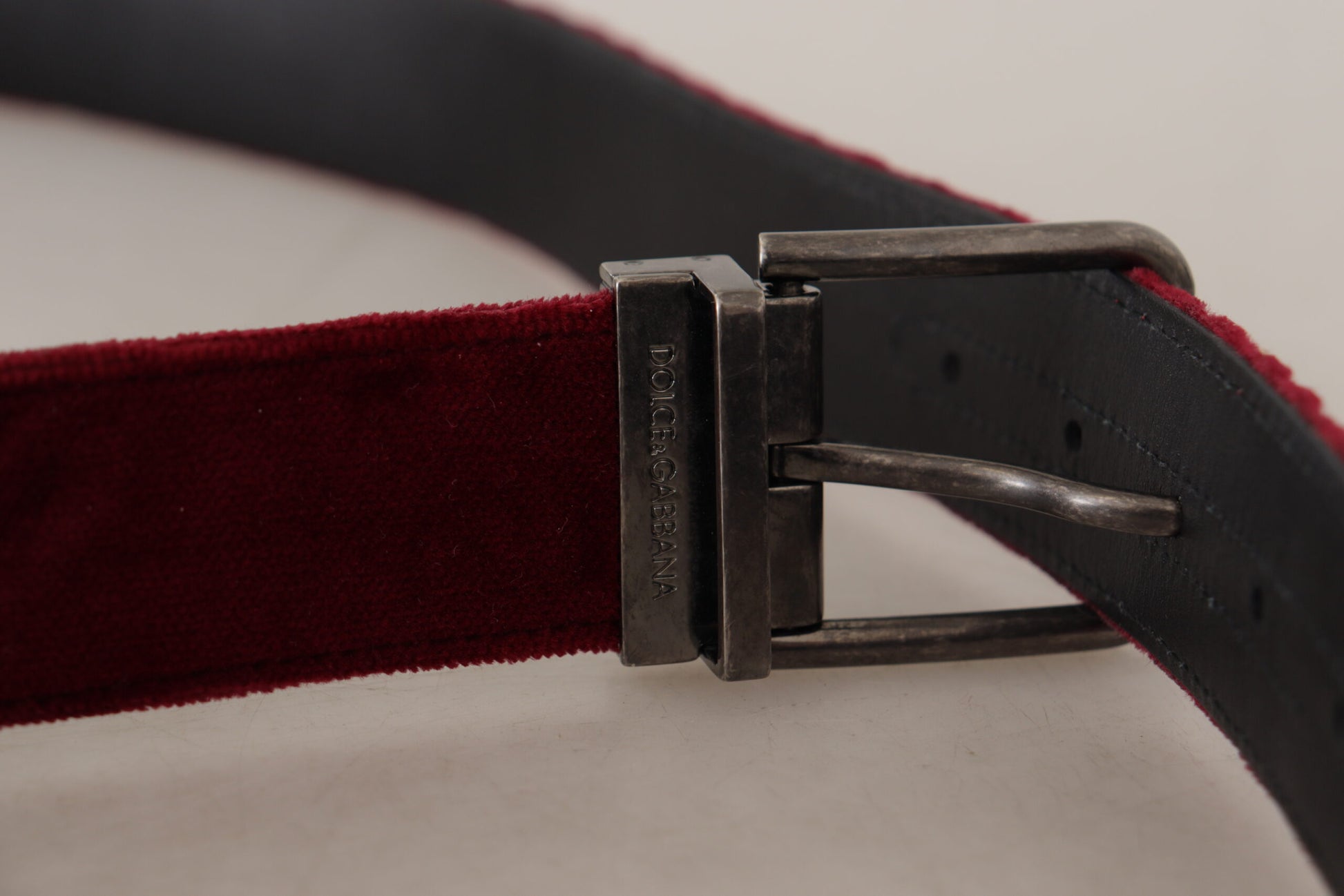 Dolce & Gabbana Velvet Maroon Elegance Belt - KALAJ