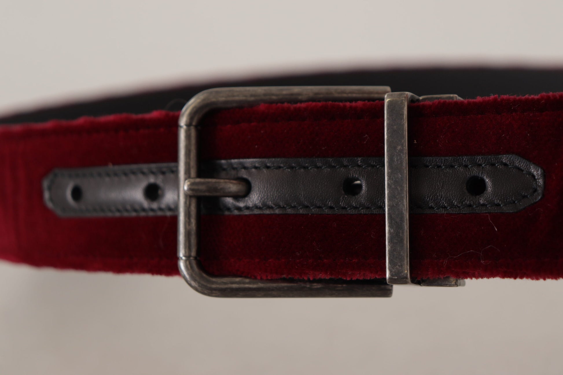 Dolce & Gabbana Velvet Maroon Elegance Belt - KALAJ