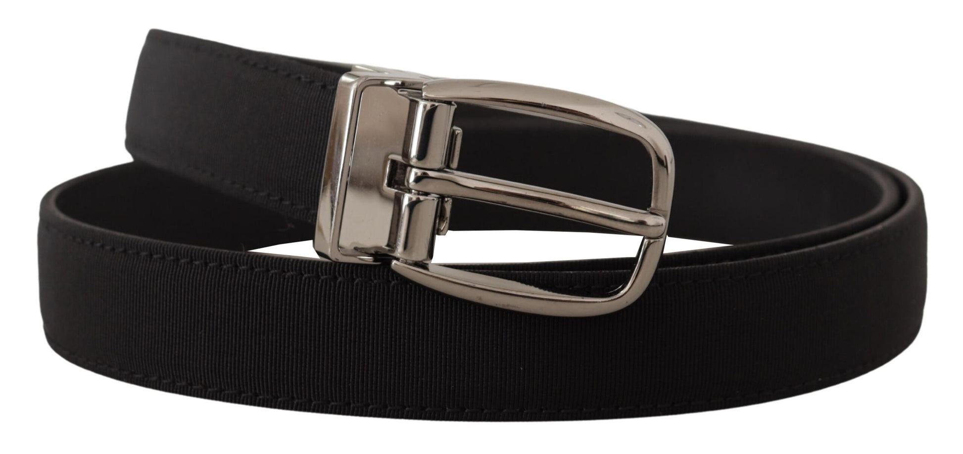 Dolce & Gabbana Elegant Grosgrain Leather Belt with Silver Buckle - KALAJ