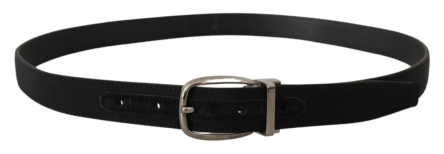 Dolce & Gabbana Elegant Grosgrain Leather Belt with Silver Buckle - KALAJ