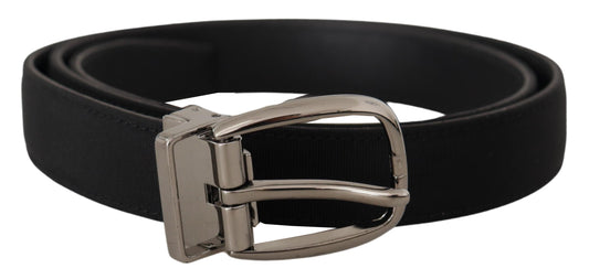 Dolce & Gabbana Elegant Grosgrain Leather Belt with Silver Buckle - KALAJ