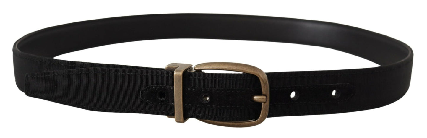 Dolce & Gabbana Elegant Grosgrain Leather Belt - Black - KALAJ