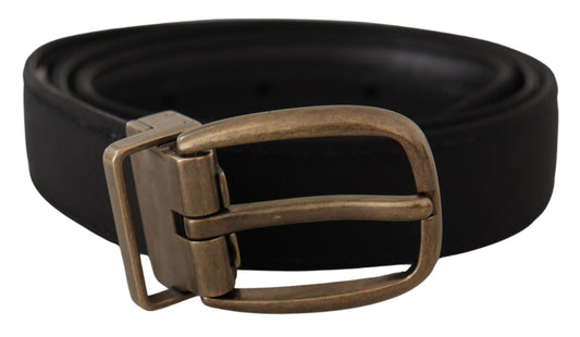 Dolce & Gabbana Elegant Grosgrain Leather Belt - Black - KALAJ