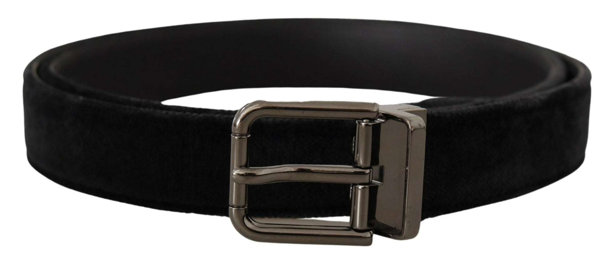 Dolce & Gabbana Elegant Black Leather Belt with Silver Tone Buckle - KALAJ