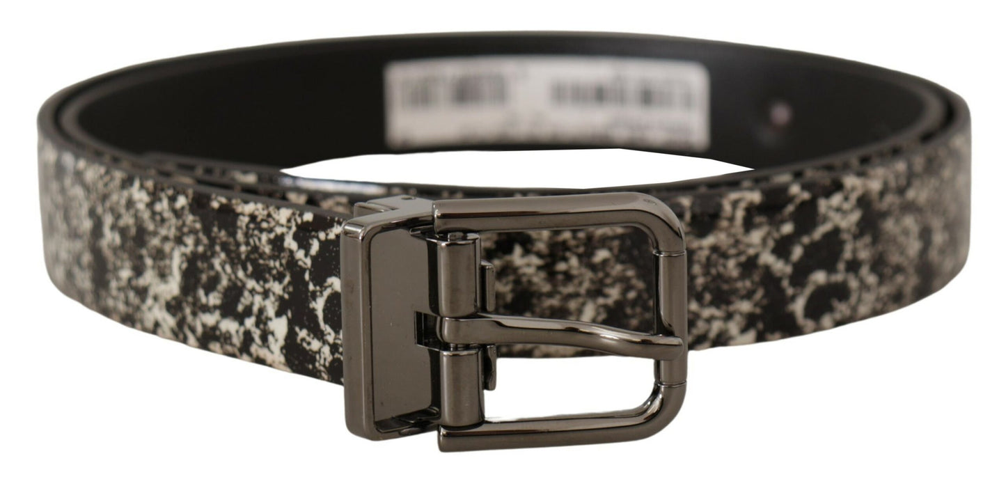 Dolce & Gabbana Elegant Marble Print Leather Belt - KALAJ