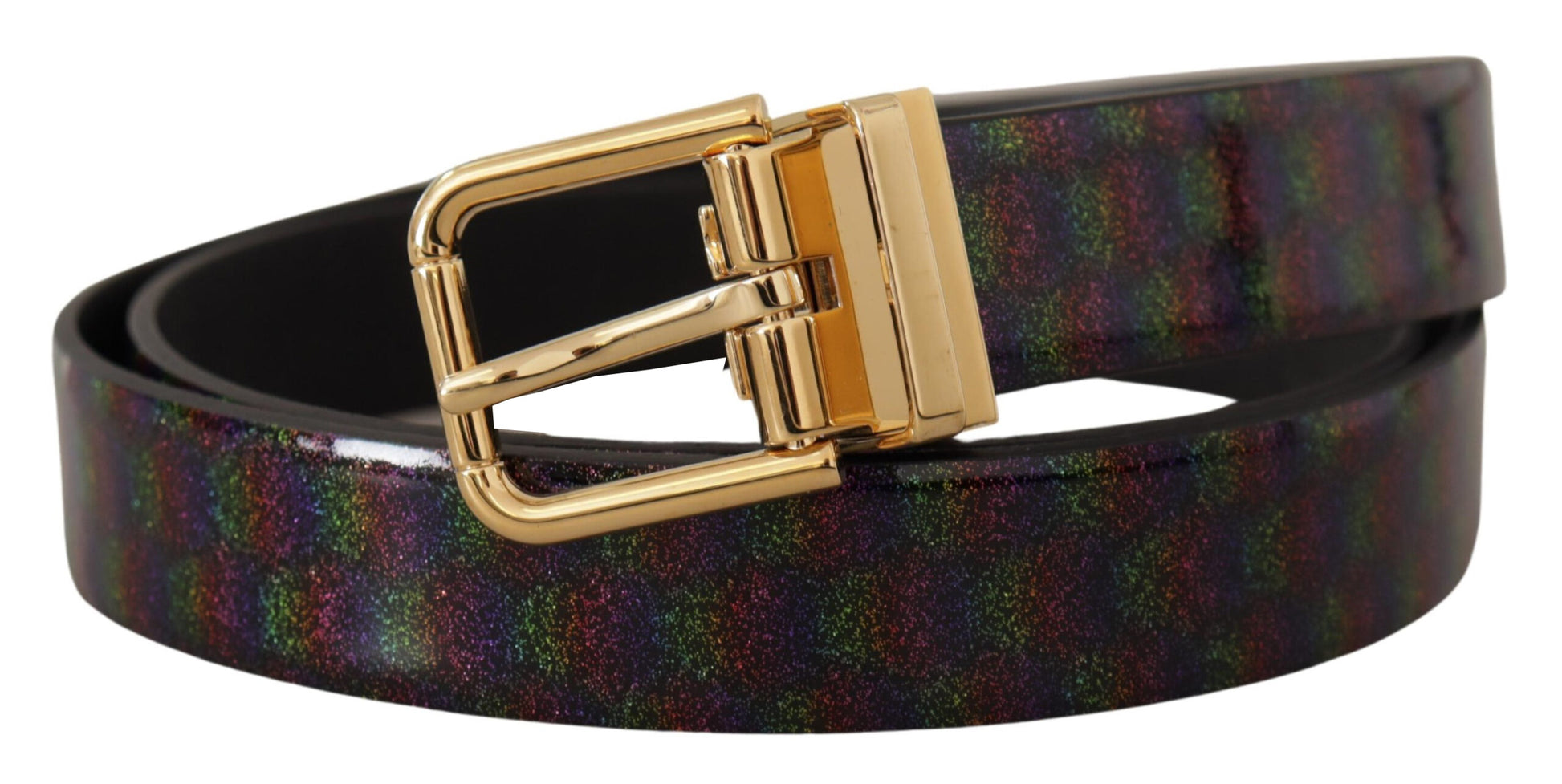 Dolce & Gabbana Elegant Vernice Leather Belt with Silver Buckle - KALAJ