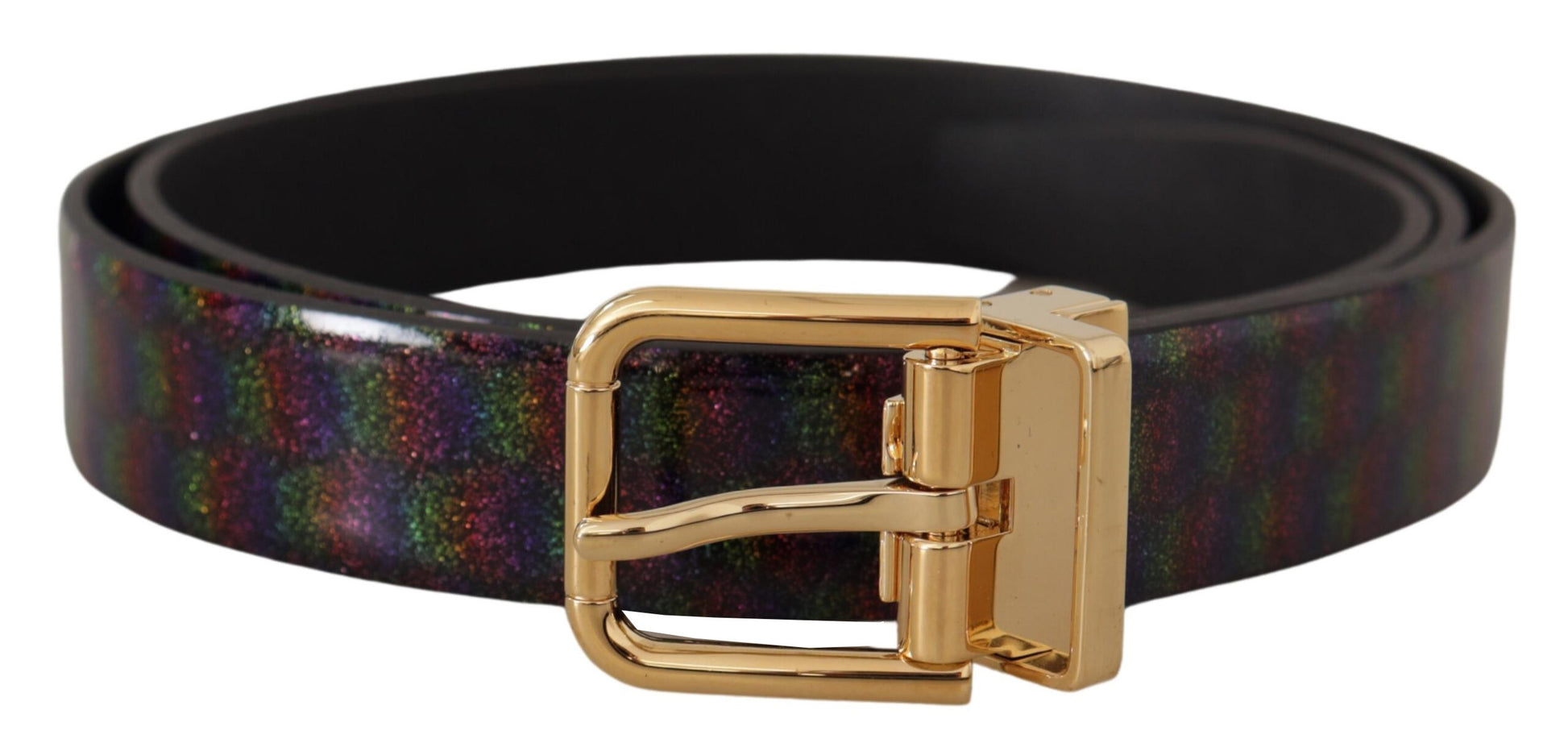 Dolce & Gabbana Elegant Vernice Leather Belt with Silver Buckle - KALAJ