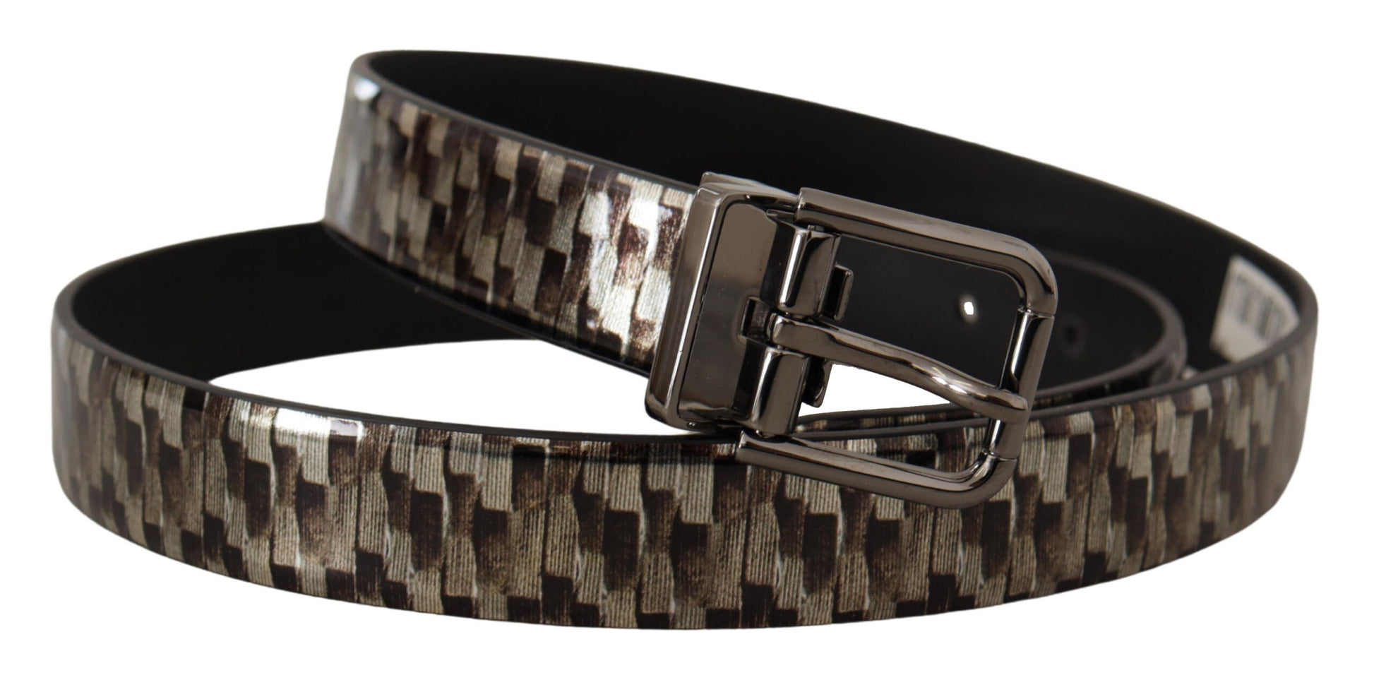 Dolce & Gabbana Elegant Leather Silver Buckle Belt - KALAJ