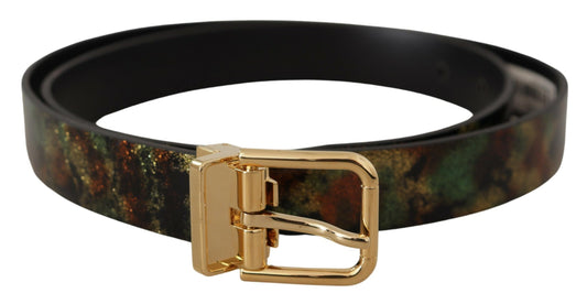 Dolce & Gabbana Elegant Leather Belt with Bronze Buckle - KALAJ