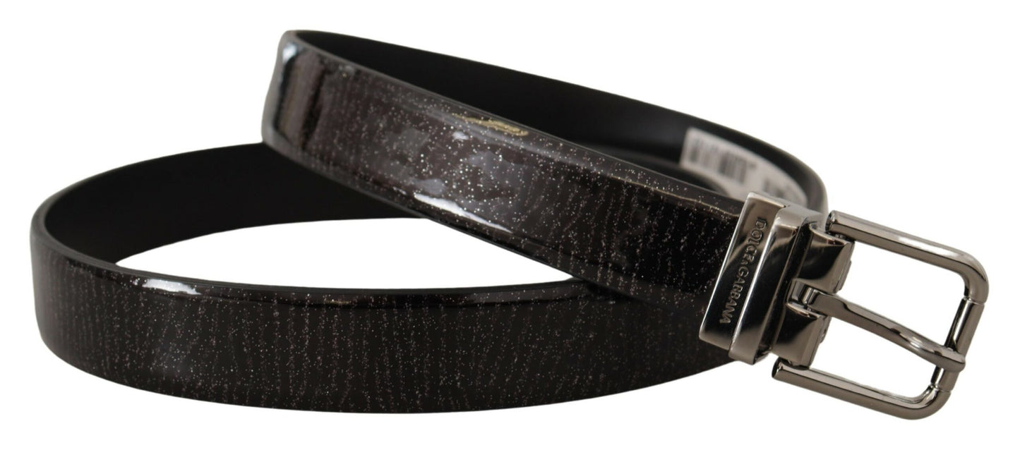 Dolce & Gabbana Elegant Black Leather Belt with Silver Buckle - KALAJ