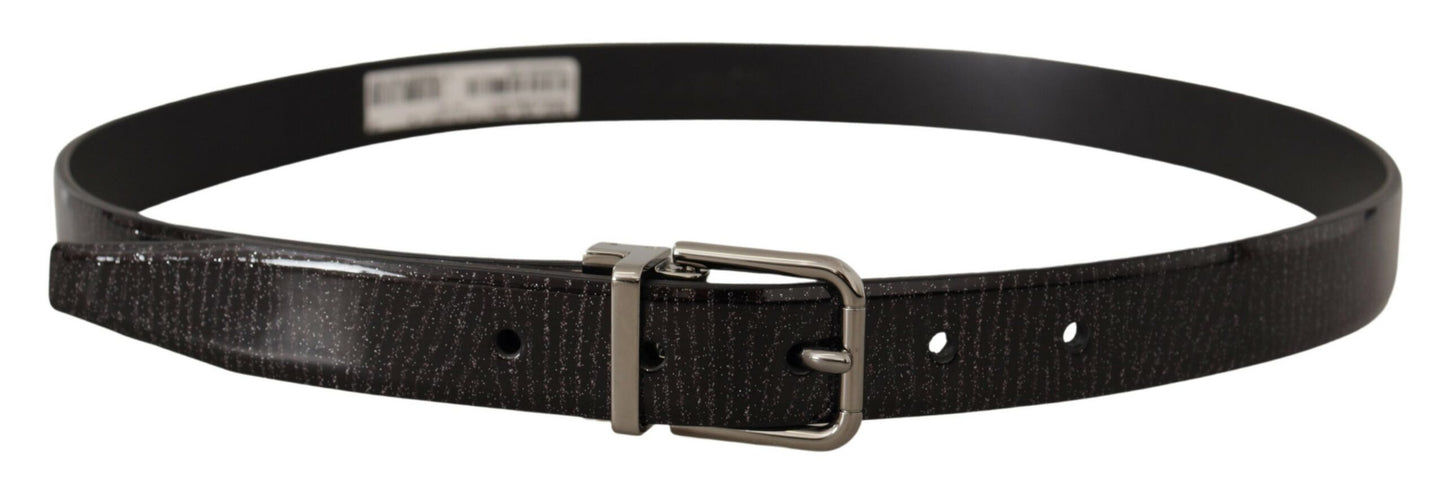 Dolce & Gabbana Elegant Black Leather Belt with Silver Buckle - KALAJ