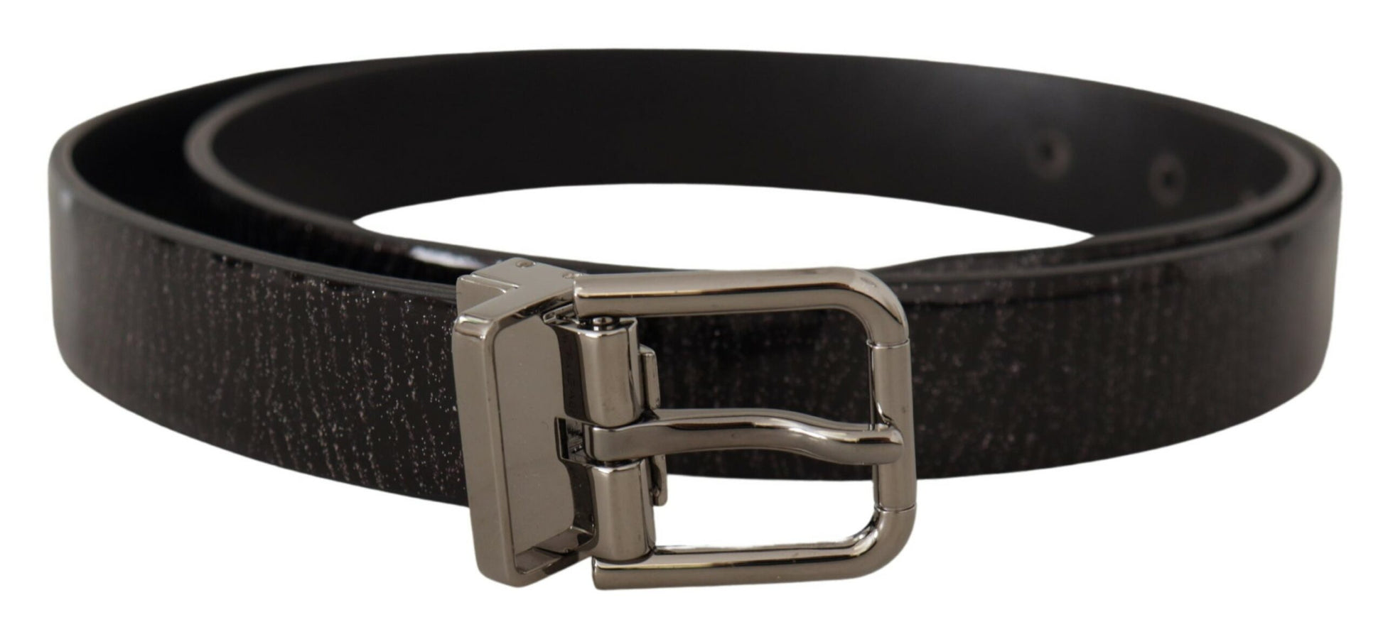 Dolce & Gabbana Elegant Black Leather Belt with Silver Buckle - KALAJ