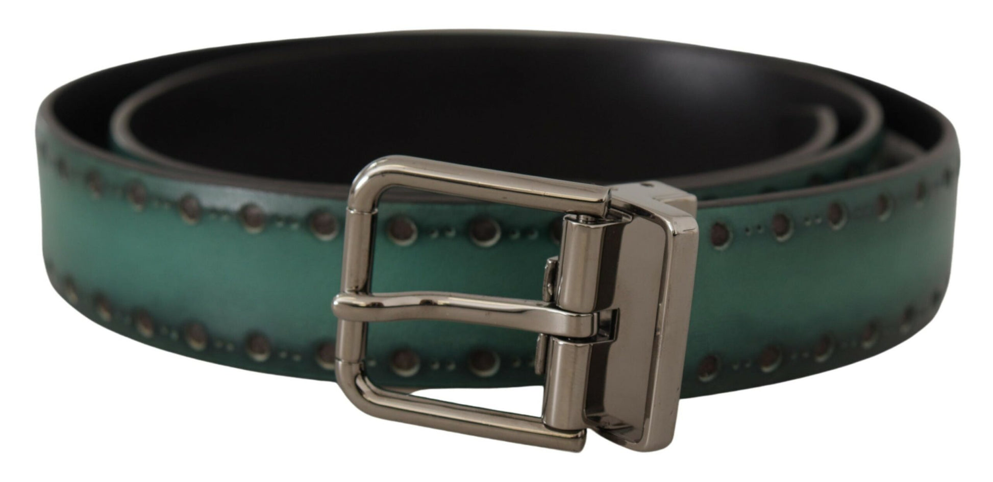 Dolce & Gabbana Elegant Leather Belt with Silver Tone Buckle - KALAJ