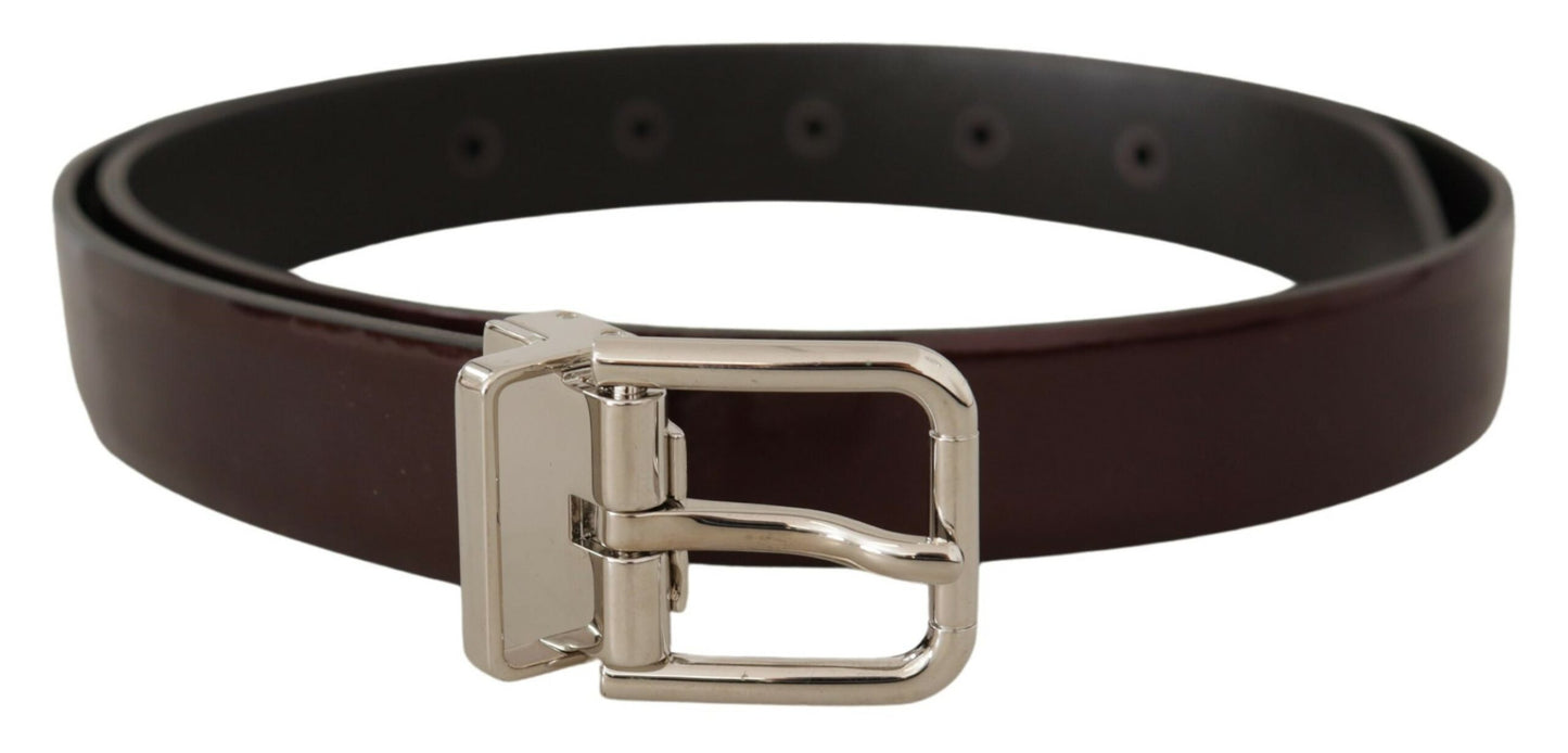 Dolce & Gabbana Elegant Dark Brown Patent Leather Belt - KALAJ