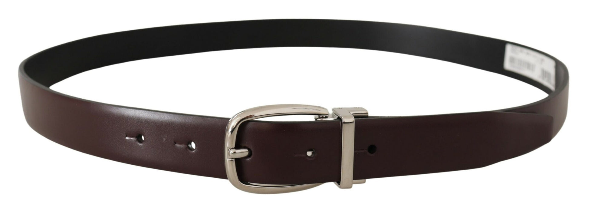 Dolce & Gabbana Elegant Leather Belt with Silver Metal Buckle - KALAJ