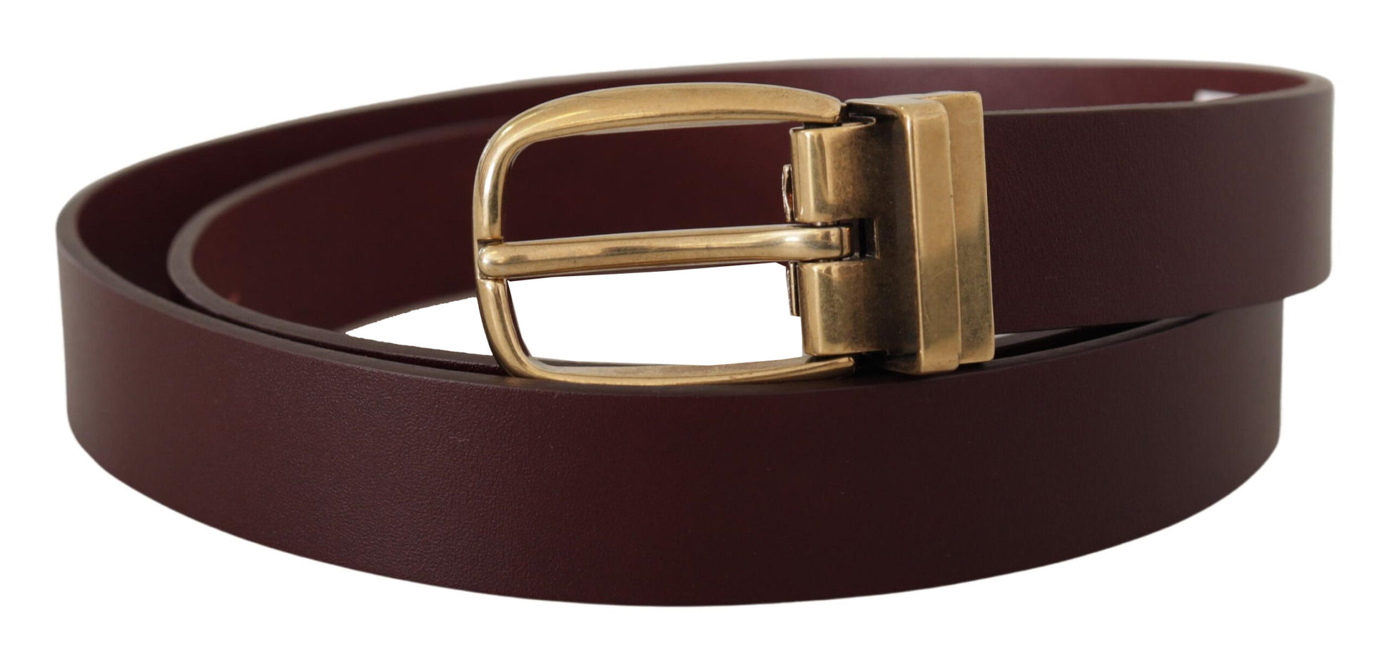 Dolce & Gabbana Elegant Brown Leather Belt with Gold Buckle - KALAJ