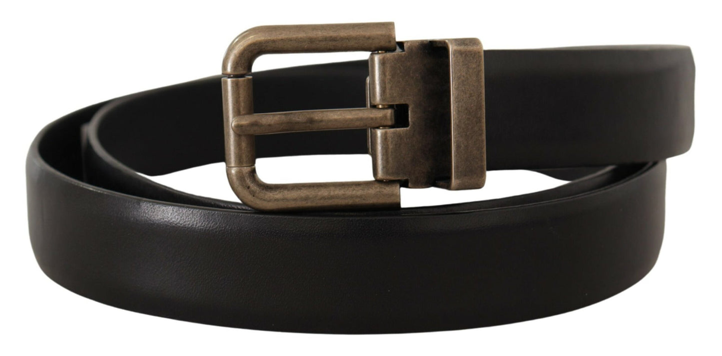 Dolce & Gabbana Elegant Black Calf Leather Belt - KALAJ