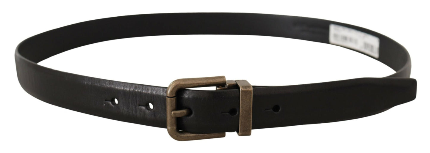 Dolce & Gabbana Elegant Black Calf Leather Belt - KALAJ