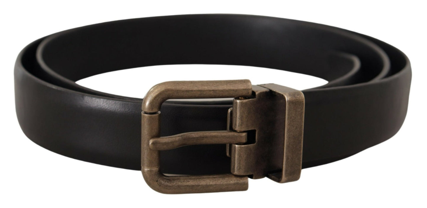 Dolce & Gabbana Elegant Black Calf Leather Belt - KALAJ