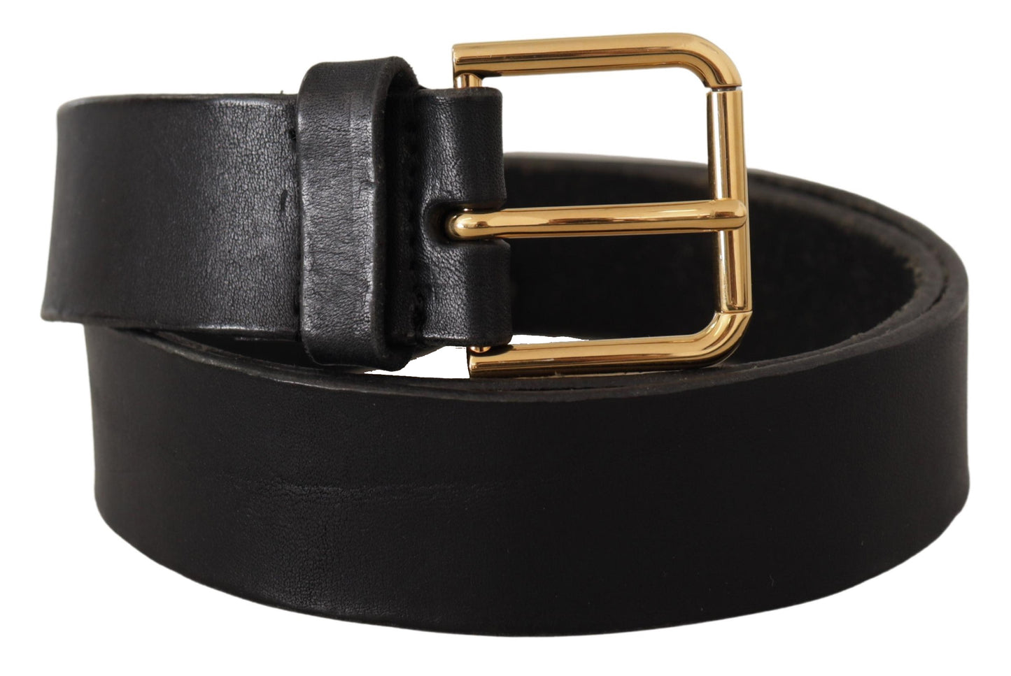 Dolce & Gabbana Elegant Black Leather Belt with Metal Buckle - KALAJ