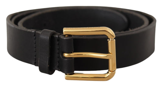 Dolce & Gabbana Elegant Leather Belt with Metal Buckle - KALAJ